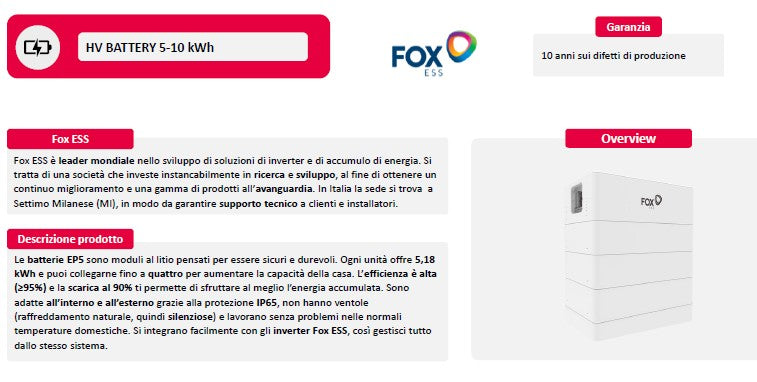 Overview Fotovoltaico Illumia Storage Ibrido 5kWh